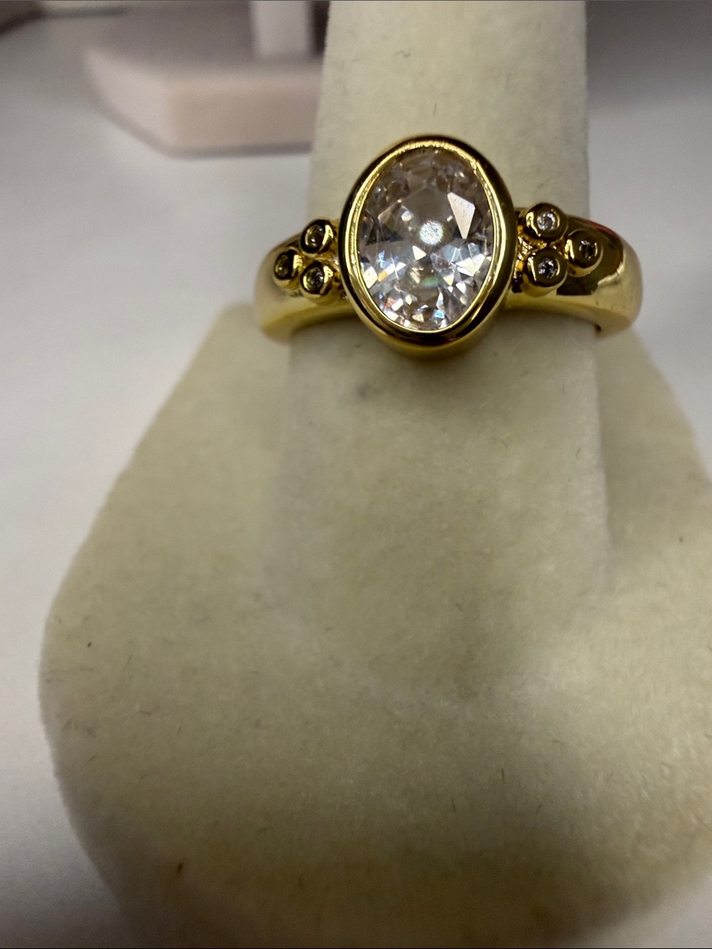 Gold Oval CZ Ring - Size 7